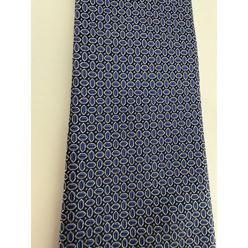 Banana Republic Blue Geometric Tie 100% Silk Made In The USA